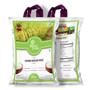 ponni boiled rice - semi-polished, from manachanallur, tamilnadu - 20lb